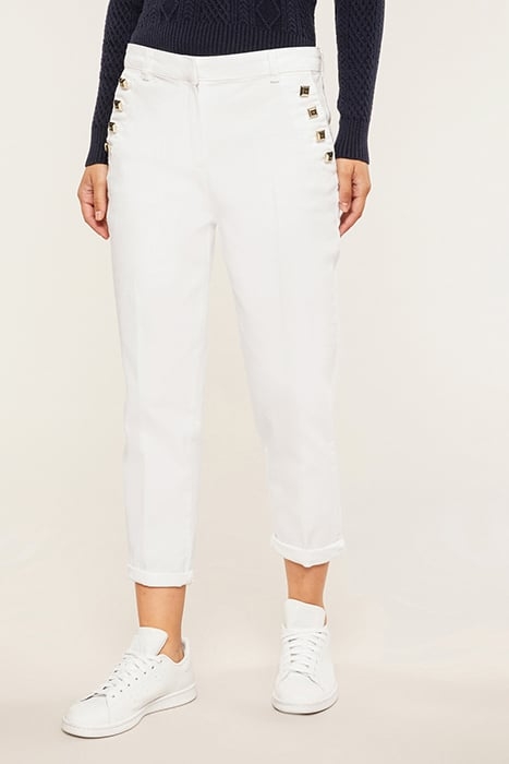 CHINO TROUSERS WITH BUTTON FEATURE WHITE 1