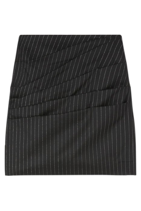 LUREX PINSTRIPED DRAPED MINI SKIRT BLACK 3