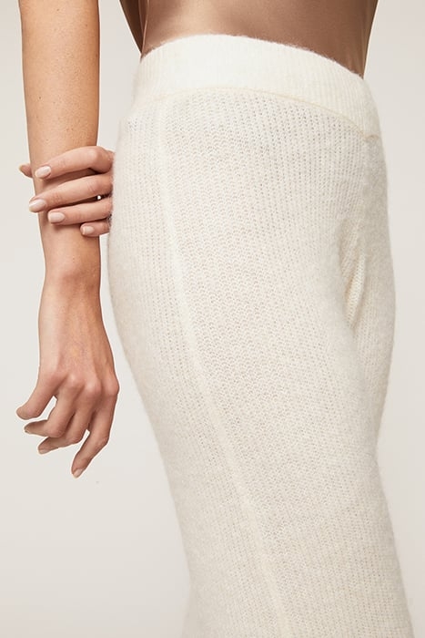 ALPACA BLEND KNIT PALAZZO TROUSERS WHITE 4