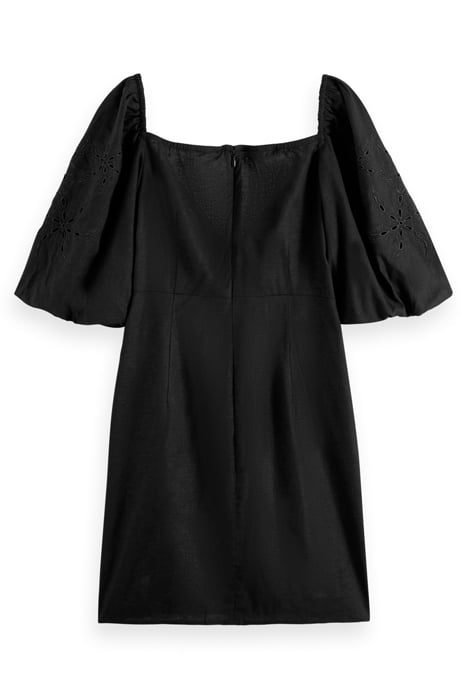 MINI DRESS WITH BRODERIE ANGLAISE SLEEVE EVENING BLACK 2