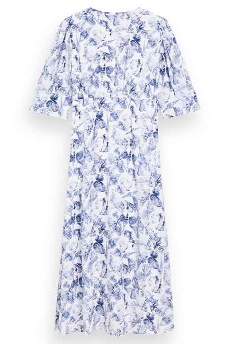 MIDI WRAP DRESS WITH KNOT DETAIL SHELL BATIK BLUE 4