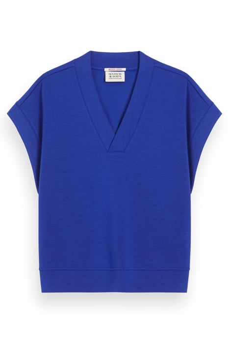 V-NECK SLEEVELESS MODAL SWEATSHIRT ELECTRIC BLUE 1