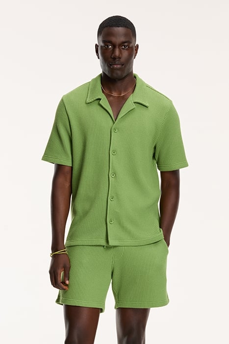 DEAN WAFFLE STRUCTURE SHORTSLEEVE LIGHT OLIVE GREEN 1