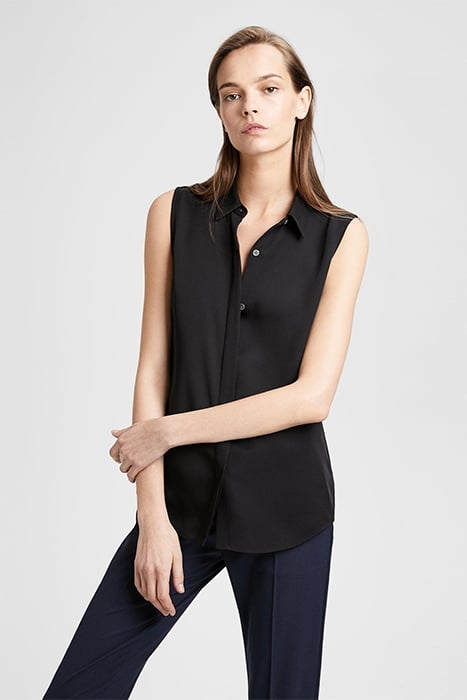 SLEEVELESS SHIRT IN SILK BLACK 1