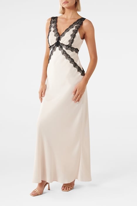 AMELIA LACE TRIM SATIN MIDI IVORY 4