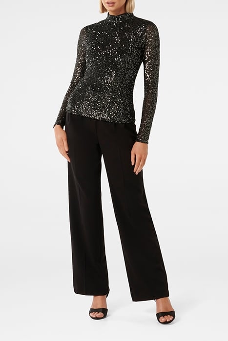 ANTHEA HIGH NECK SEQUIN TOP GUNMETAL 3