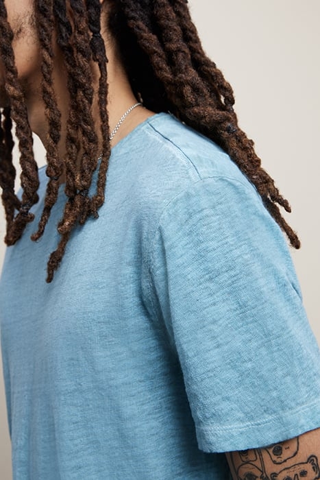 MOTT REGULAR FIT SS LINEN CREW WITH COLD PALE AQUA 2