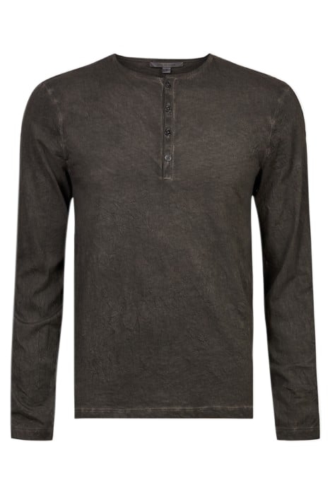 GREENWICH REGULAR FIT LS HENLEY WITH COL OLIVE LEAF 1