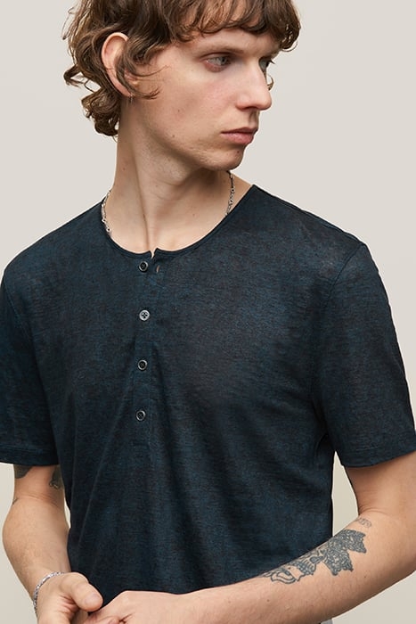 TORRANCE REGULAR FIT SS LINEN HENLEY WIT COSMOS BLUE 2
