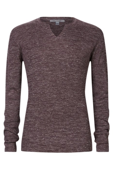 TRAVIS LS RIB HENLEY WITH OPEN PLACKET LICORICE 1