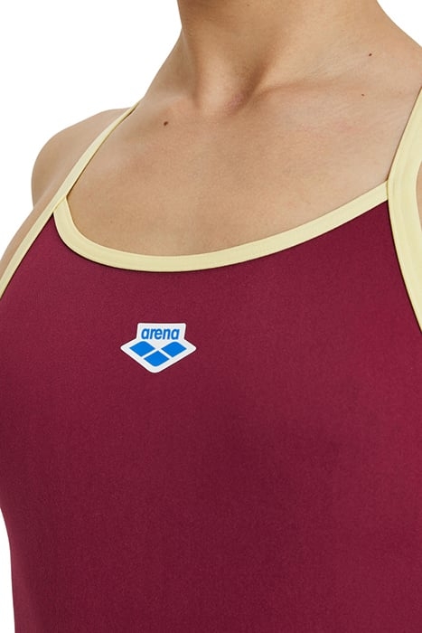 WOMEN'S ARENA ICONS SUPER FLY BACK SOLID BURGUNDY-NEON BLUE- 4