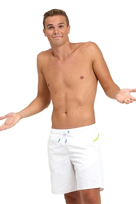 MEN'S ARENA PRO_FILE BEACH BERMUDA PRINT WHITE-SOFT GREEN 1