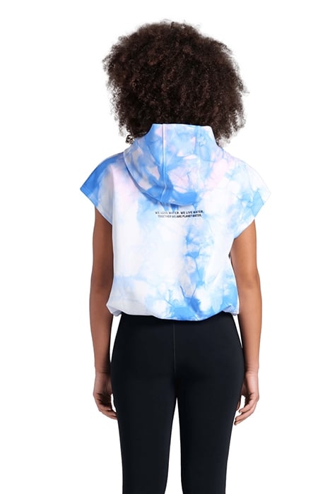 WOMEN'S HOODED SLEEVELESS SWEAT MPH CYAN MULTI TIE&DYE 2