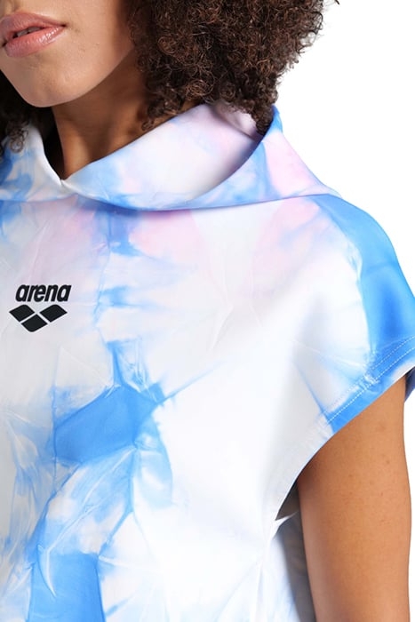 WOMEN'S HOODED SLEEVELESS SWEAT MPH CYAN MULTI TIE&DYE 6