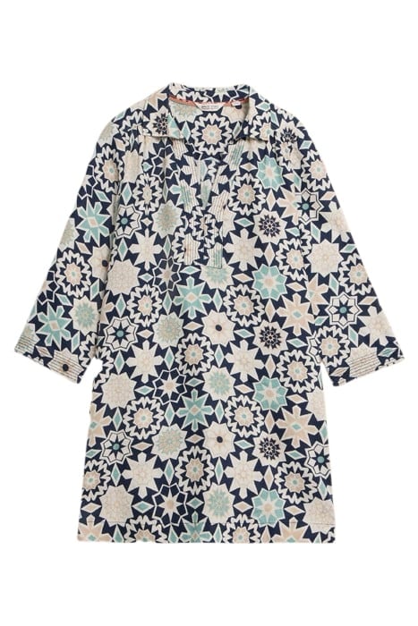 BLAIRE LINEN TUNIC NAVY PRINTED 1