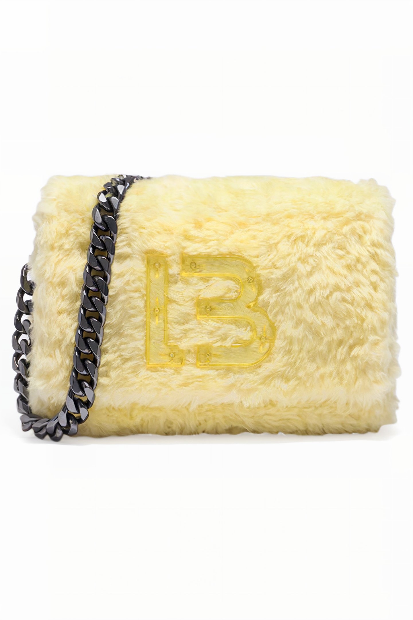 M LIGHT YELLOW FUR SHOULDER BAG 1