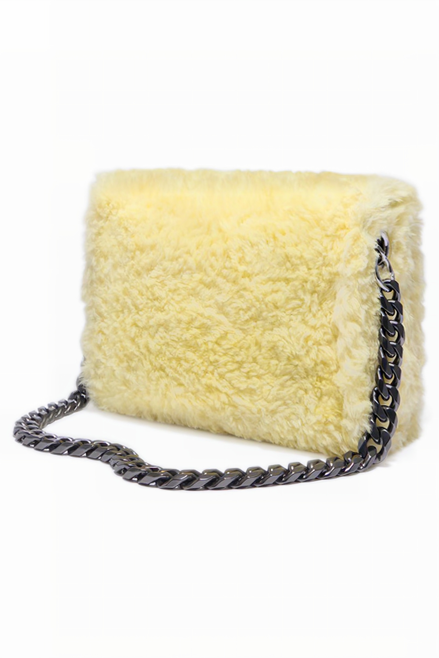 M LIGHT YELLOW FUR SHOULDER BAG 2