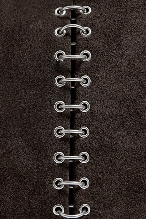 L CHARCOAL SPLIT LEATHER SHOPPER BAG 3