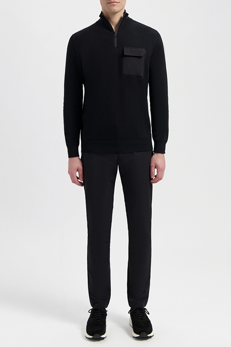 LEWIS | COTTON HALF ZIP PULLOVER PURE BLACK 1