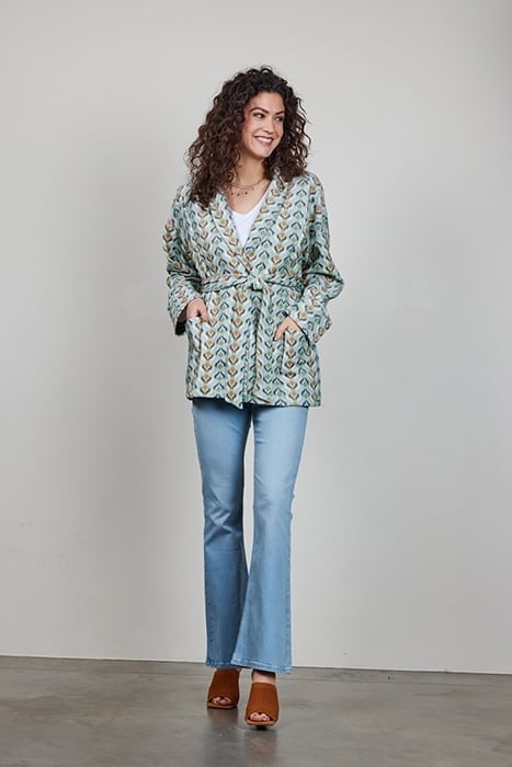 KIMONO VEST LOIS PRINT GRANITE GREEN WITH TROY PRINT 1