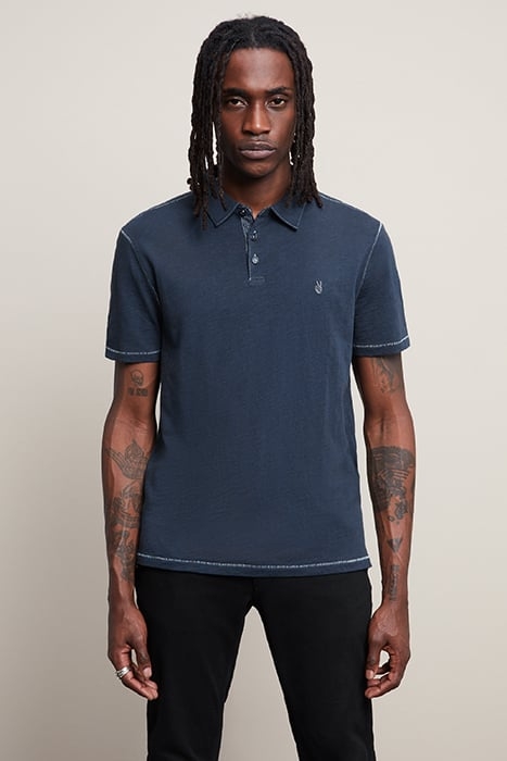 SS SOFT COLLAR COTTON SLUB POLO OILED BLUE 1