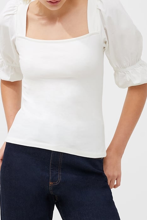 ROSANNA COT MIX PUFF SLEEVE TP WHITE 4