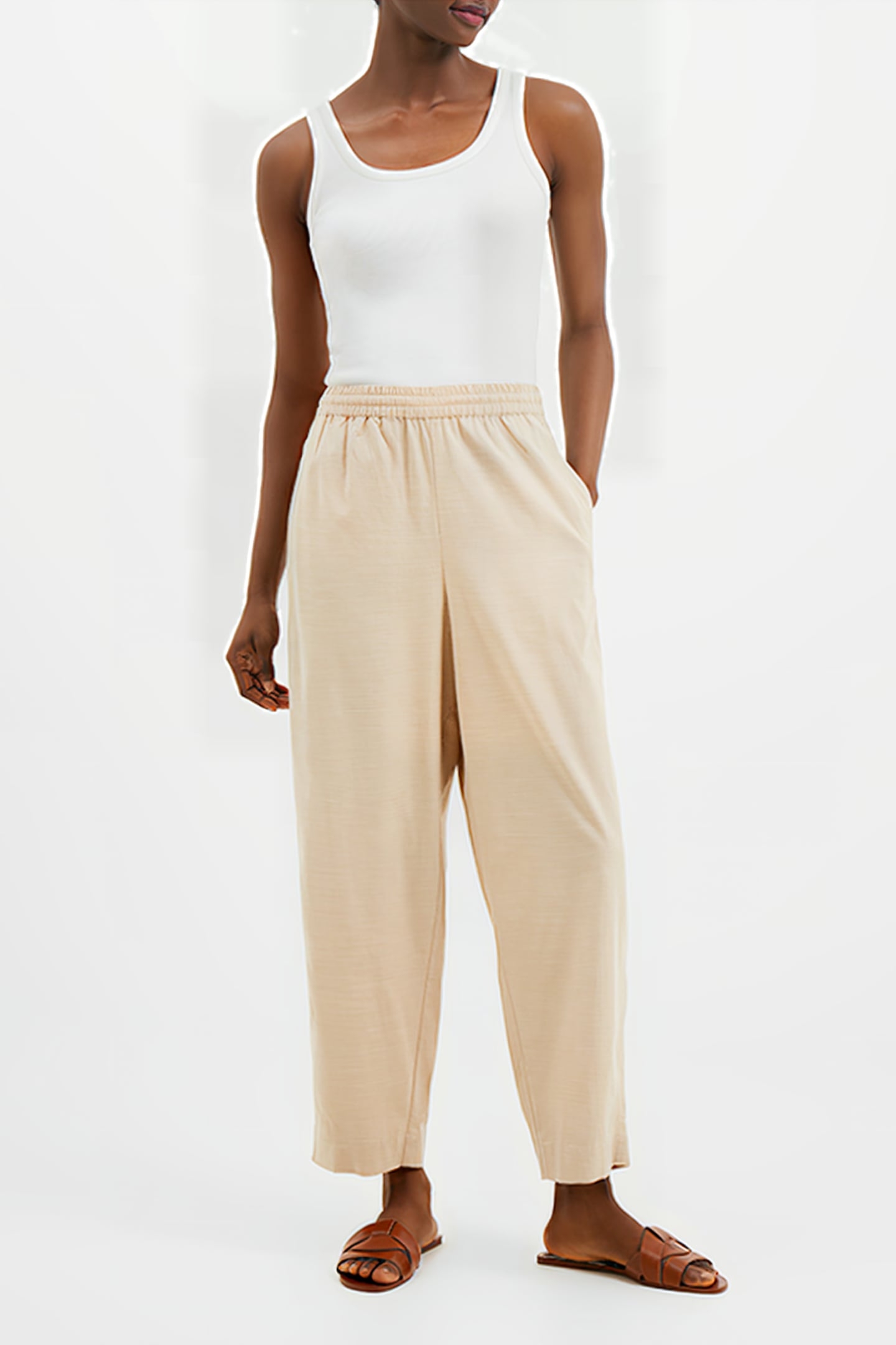 ALANIA LYOCELL BLEND TROUSER BROWN 1