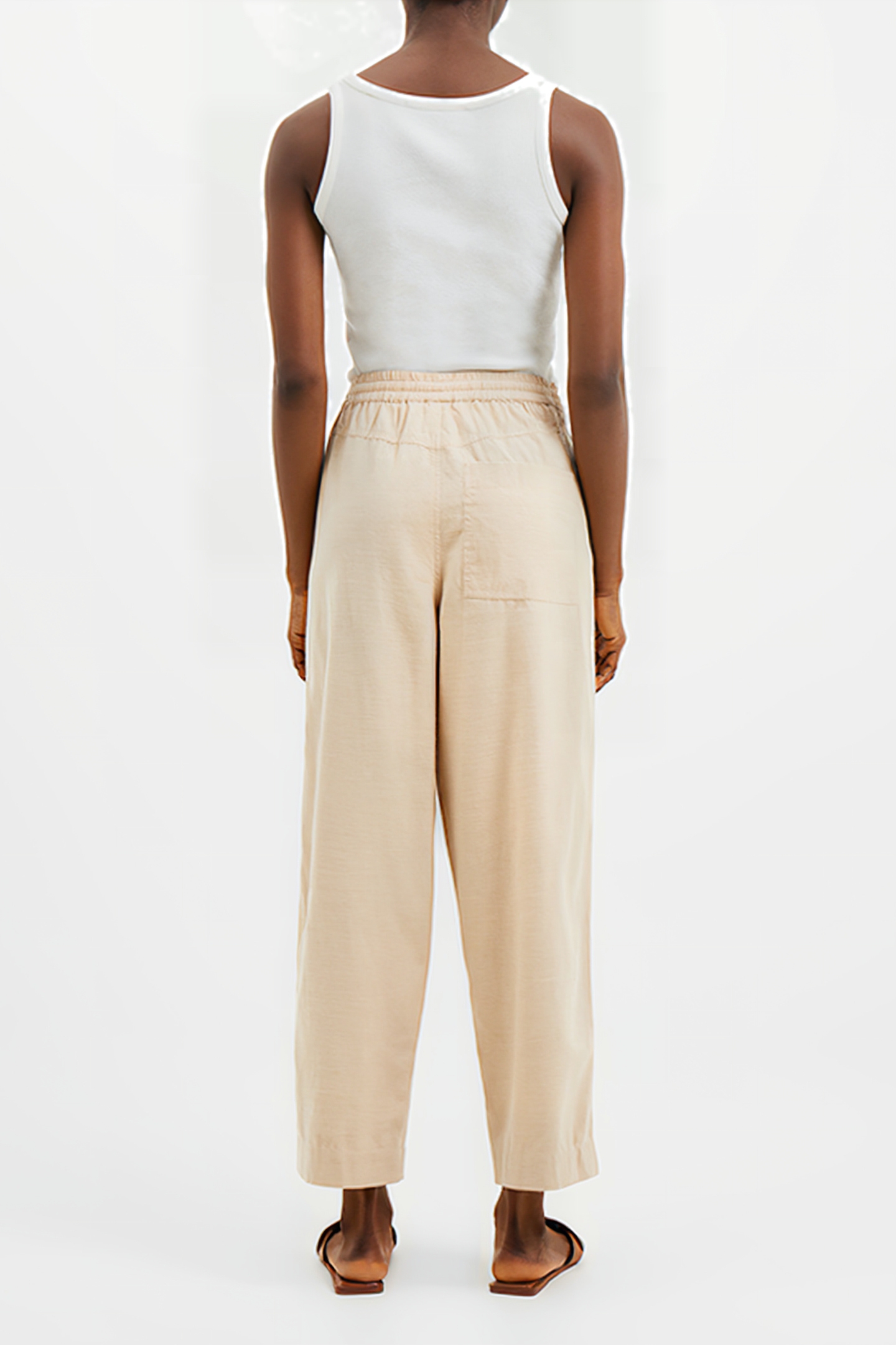 ALANIA LYOCELL BLEND TROUSER BROWN 2