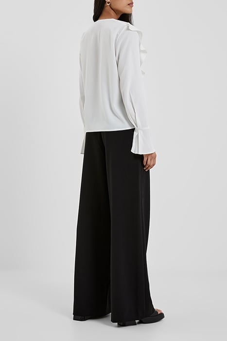CREPE LIGHT ASYMM FRILL SHIRT WHITE 3
