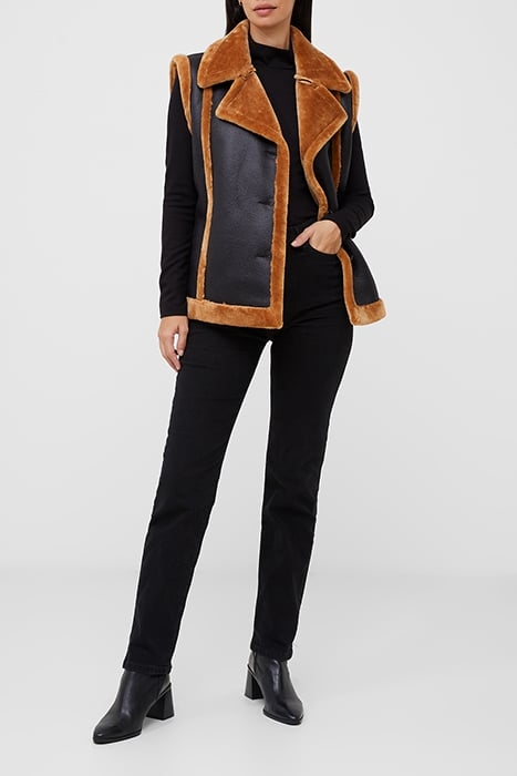 BELEN FAUX FUR GILET BLACK 2