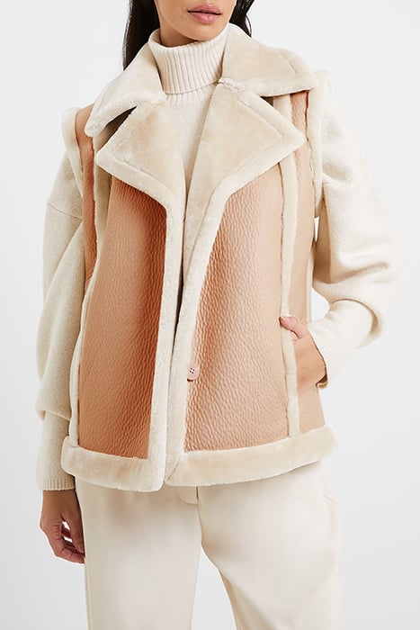 BELEN FAUX FUR GILET BROWN 1