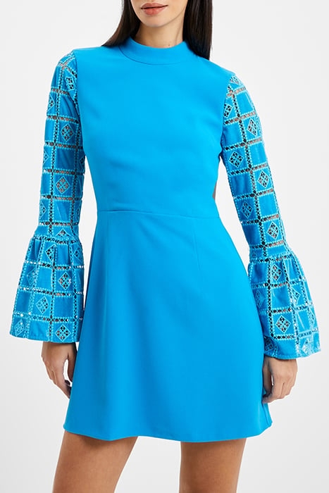 GARNET VELVET LACE MINI DRESS BLUE 1