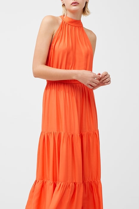 HALTER VISCOSE TIERED DRESS YELLOW 3