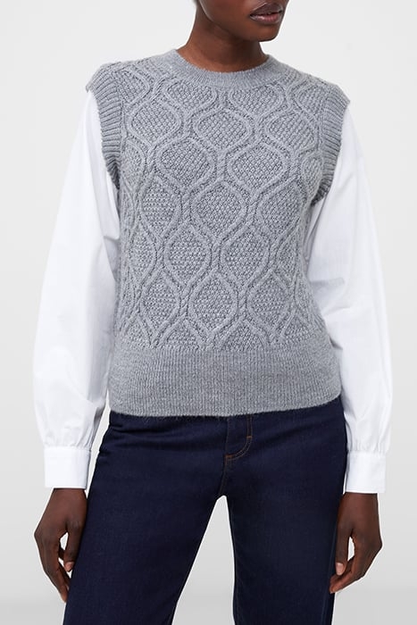 CABLE SHIRT MIX KNIT BLACK 1