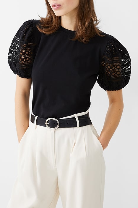 ROSANA ANGES BROIDERIE T SHIRT BLACK 1