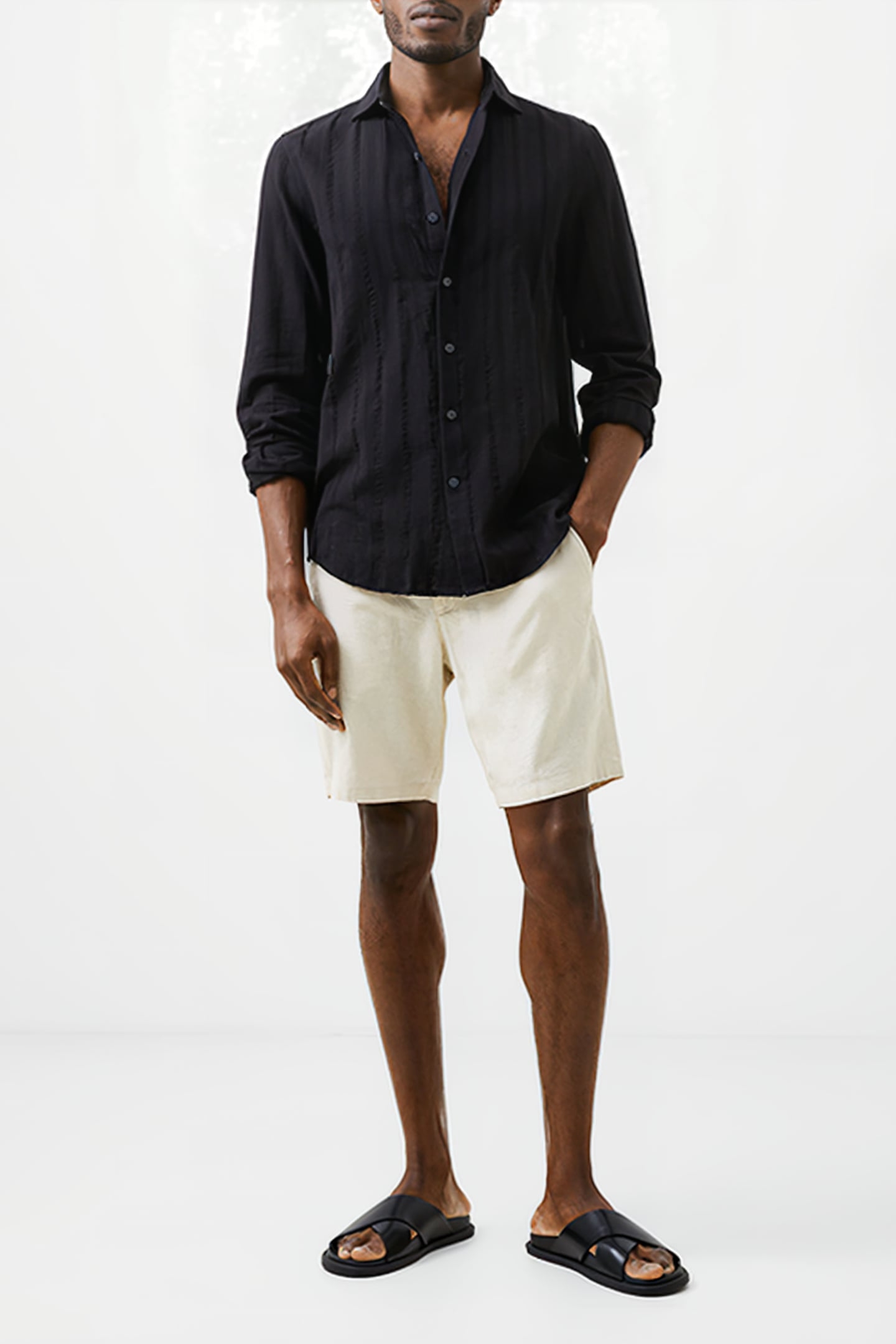 TONAL STRIPE SHIRT BLACK 2