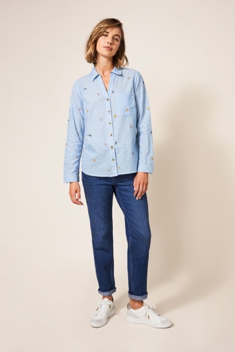 MAPLE EMBROIDERED SHIRT BLUE 1