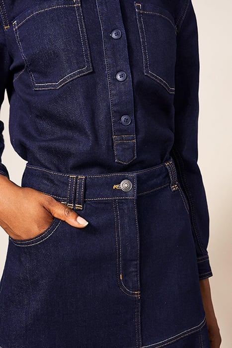 QUINN RINSE DENIM SKIRT DARK DENIM 3