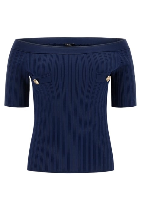 ORIONE OFF SHOULDER SECRET SWEATER BLUE 4