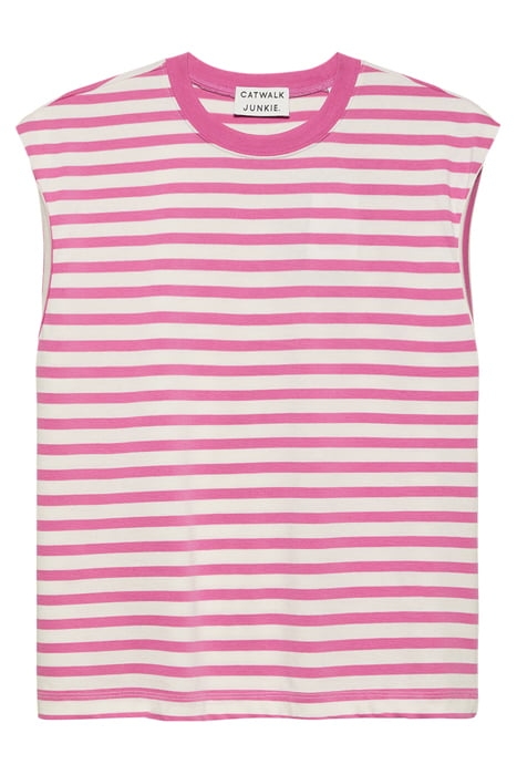 FOLDED SHOULDER SINGLET SUPER PINK 4