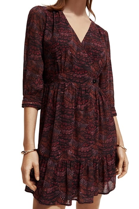 WRAP MINI DRESS FEATHER BORDEAUX 6