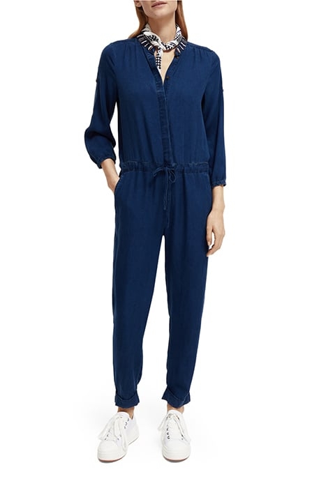 INDIGO TENCEL DENIM WASHED ALL IN ONE WITH BEADING DETAILS I 1