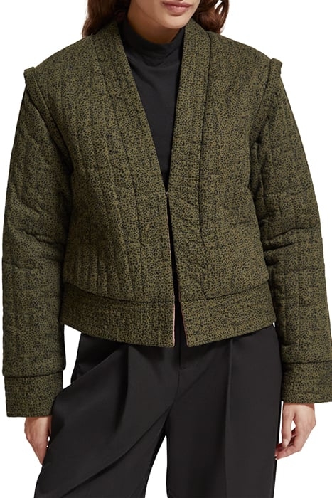 QUILTED REVERSIBLE JACKET LEOPARD SPOT GREEN 1