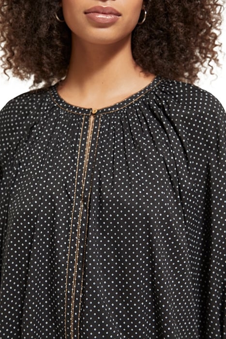 BALLOON SLEEVE EMBROIDERED TOP POLKA EVENING BLACK 7