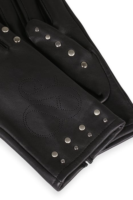 STUDDED PERFORATED LOGO GLOVES EVENING BLACK 4