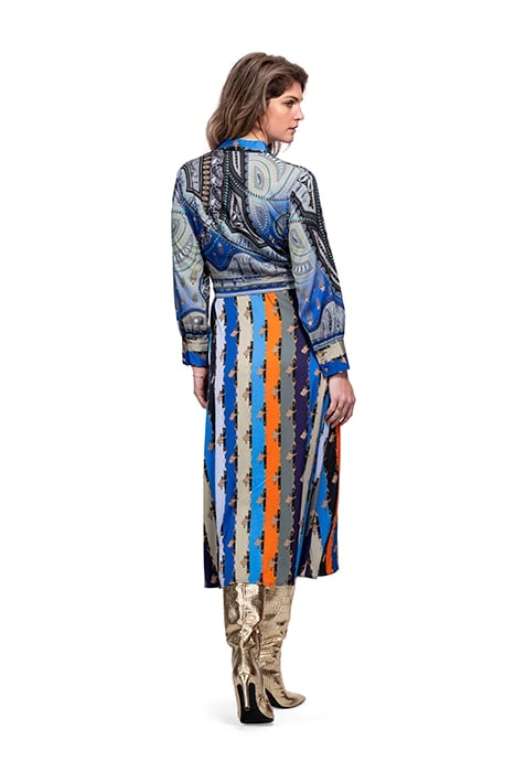 DRESS LOUVAIN LONG BLUE WITH BELTS AND PAISLEY 5