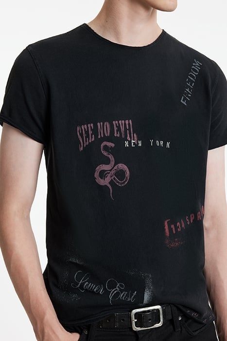 SS RAW EDGE TEE - STENCIL BLACK 3