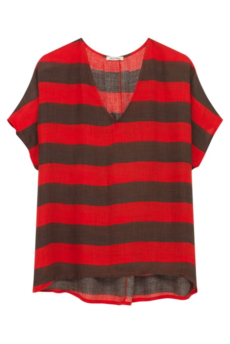 V COLLAR WITHOUT SLEEVES PRINTED TOP MARINIERE MARRON ROUGE 4