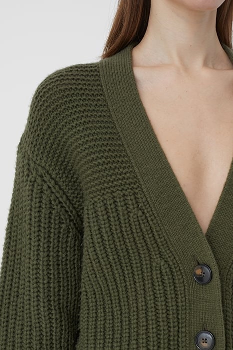 V CARDIGAN LONG SLEEVE KNITS INDUSTRIAL GREEN 5