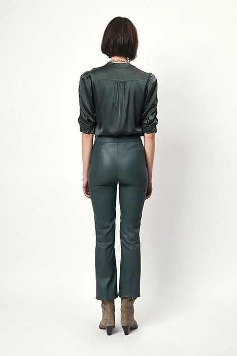 NOME CRP FLARE LEATHER PANTS GRAPHITE GREEN 2